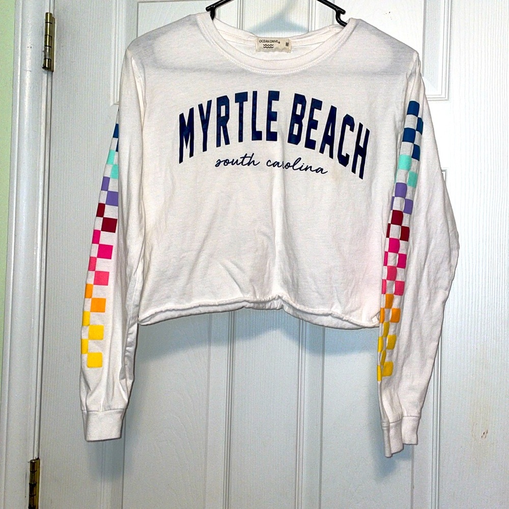 3/$10 Ocean Drive Myrtle Beach SC Rock Rose couture crop Size M 8/9